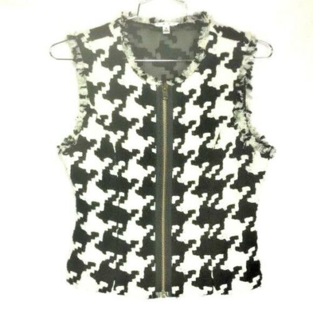CAbi houndstooth woven vest Small BB109